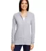 49 6759L Triblend Women's Hooded Full-Zip T-Shirt in Heather grey front view