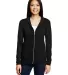 49 6759L Triblend Women's Hooded Full-Zip T-Shirt in Black front view
