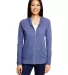 49 6759L Triblend Women's Hooded Full-Zip T-Shirt in Heather blue front view