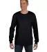 HANES 5596 Tagless Long Sleeve T-Shirt with a Pock Black front view