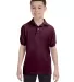 52 054Y Youth Ecosmart Jersey Polo Sport Shirt Maroon front view