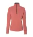 197 8433 Omega Stretch Terry Women's Quarter-Zip P in Hot coral triblend front view