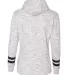 197 8674 Women's Melange Fleece Striped Sleeve Hoo White/ Black back view
