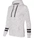 197 8674 Women's Melange Fleece Striped Sleeve Hoo White/ Black side view