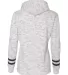 197 8674 Women's Melange Fleece Striped Sleeve Hoo White/ Navy back view