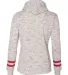 197 8674 Women's Melange Fleece Striped Sleeve Hoo White/ Red back view