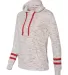 197 8674 Women's Melange Fleece Striped Sleeve Hoo White/ Red side view