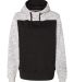 197 8676 Melange Fleece Colorblocked Hooded Pullov Black/ White front view
