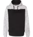197 8676 Melange Fleece Colorblocked Hooded Pullov Black/ White front view