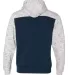 197 8676 Melange Fleece Colorblocked Hooded Pullov Navy/ White back view