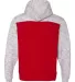 197 8676 Melange Fleece Colorblocked Hooded Pullov Red/ White back view