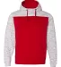 197 8676 Melange Fleece Colorblocked Hooded Pullov Red/ White front view
