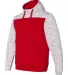 197 8676 Melange Fleece Colorblocked Hooded Pullov Red/ White side view