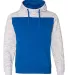 197 8676 Melange Fleece Colorblocked Hooded Pullov Royal/ White front view