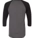 BB453W 50/50 Three-Quarter Sleeve Raglan T-shirt HTHR BLACK/ BLK back view
