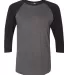 BB453W 50/50 Three-Quarter Sleeve Raglan T-shirt HTHR BLACK/ BLK front view