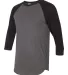 BB453W 50/50 Three-Quarter Sleeve Raglan T-shirt HTHR BLACK/ BLK side view