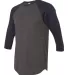 BB453W 50/50 Three-Quarter Sleeve Raglan T-shirt HTH BLK/ NAVY side view