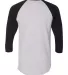 BB453W 50/50 Three-Quarter Sleeve Raglan T-shirt HTHR GREY/ BLACK back view