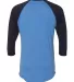 BB453W 50/50 Three-Quarter Sleeve Raglan T-shirt HTH LK BLUE/ NVY back view
