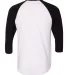 BB453W 50/50 Three-Quarter Sleeve Raglan T-shirt WHITE/ BLACK back view