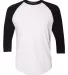 BB453W 50/50 Three-Quarter Sleeve Raglan T-shirt WHITE/ BLACK front view