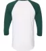 BB453W 50/50 Three-Quarter Sleeve Raglan T-shirt WHITE/ FOREST back view
