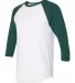 BB453W 50/50 Three-Quarter Sleeve Raglan T-shirt WHITE/ FOREST side view