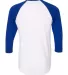 BB453W 50/50 Three-Quarter Sleeve Raglan T-shirt WHITE/ LAPIS back view
