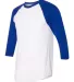BB453W 50/50 Three-Quarter Sleeve Raglan T-shirt WHITE/ LAPIS side view