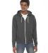 F497W Unisex Flex Fleece Zip Hoodie Dark Heather Grey front view
