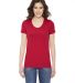 BB301W Ladies' Poly-Cotton Short-Sleeve Crewneck in Red front view