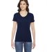 BB301W Ladies' Poly-Cotton Short-Sleeve Crewneck in Navy front view