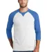1001 NEA121 New Era  Sueded Cotton 3/4-Sleeve Base Royal Hthr/Wht front view