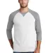 1001 NEA121 New Era  Sueded Cotton 3/4-Sleeve Base Shad Gry He/Wh front view