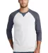 1001 NEA121 New Era  Sueded Cotton 3/4-Sleeve Base Tr Navy He/Wht front view