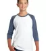 238 DT6210Y District  Youth Very Important Tee  3/ Hthrd Navy/Wht front view