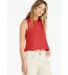 6682 Women's Racerback Cropped Tank Crop Top  in Heather red side view