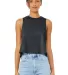 6682 Women's Racerback Cropped Tank Crop Top  in Dark gry heather front view