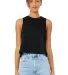 6682 Women's Racerback Cropped Tank Crop Top  in Solid blk blend front view