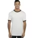 Next Level 3604 Unisex Fine Jersey Ringer Tee in White/ black front view