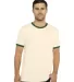 Next Level 3604 Unisex Fine Jersey Ringer Tee in Naturl/ frst grn front view