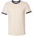 Next Level 3604 Unisex Fine Jersey Ringer Tee in Natural/midnight navy front view