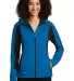 240 EB543 Eddie Bauer Ladies Trail Soft Shell Jack Exped Blue/Blk front view