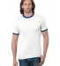 Bayside 1800 Ringer Tee White/ Royal front view