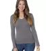 301 3415 Women's Long Sleeve Deep V-Neck Charcoal front view