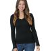 301 3415 Women's Long Sleeve Deep V-Neck Black front view