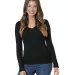 301 3415 Women's Long Sleeve Deep V-Neck Black front view