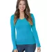 301 3415 Women's Long Sleeve Deep V-Neck Turquoise front view