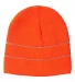 301 3715 USA Made Safety Knit Beanie with 3M Refle Safety Orange/ Reflective back view